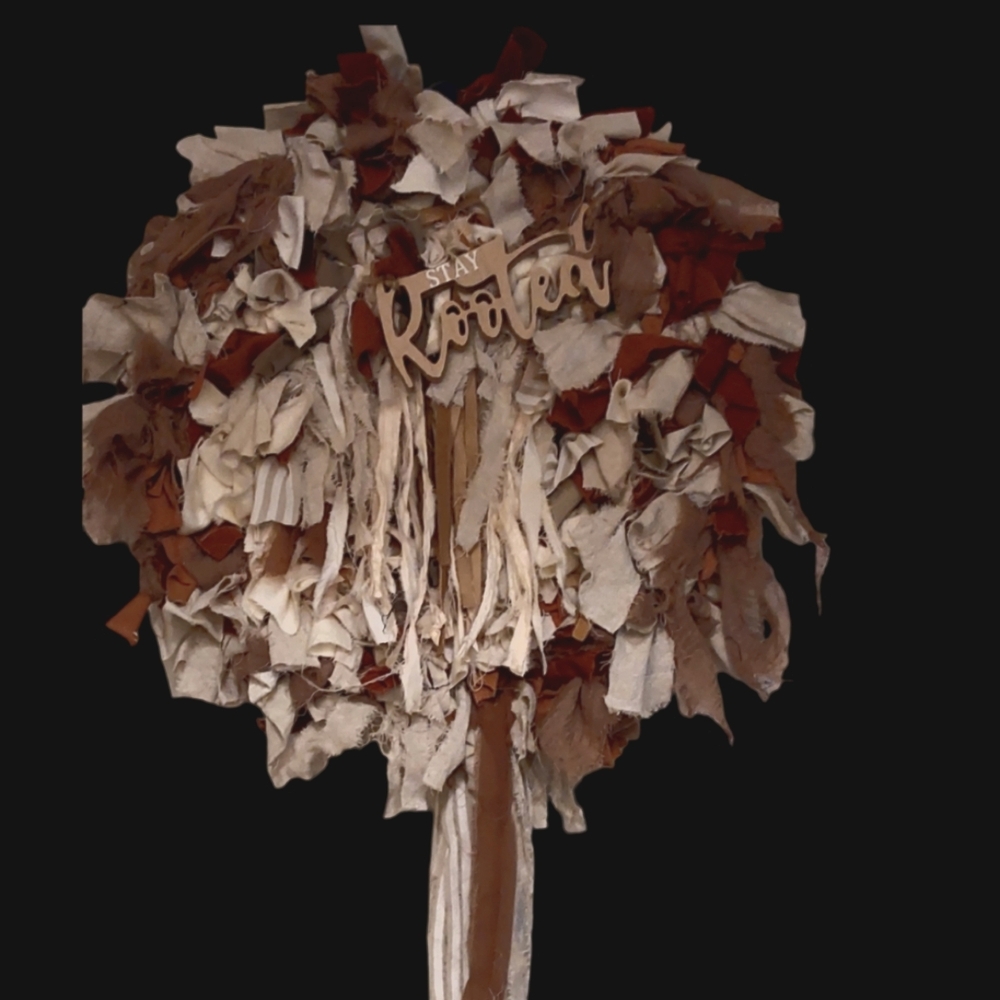 Rustic Fabric Wreath - Cream and Brown